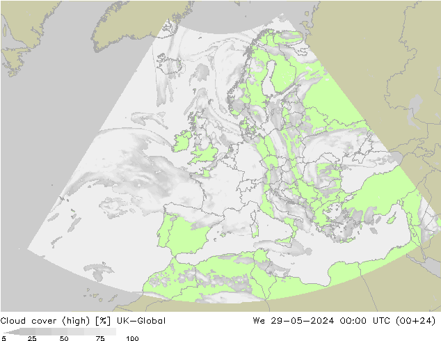 Wolken (hohe) UK-Global Mi 29.05.2024 00 UTC