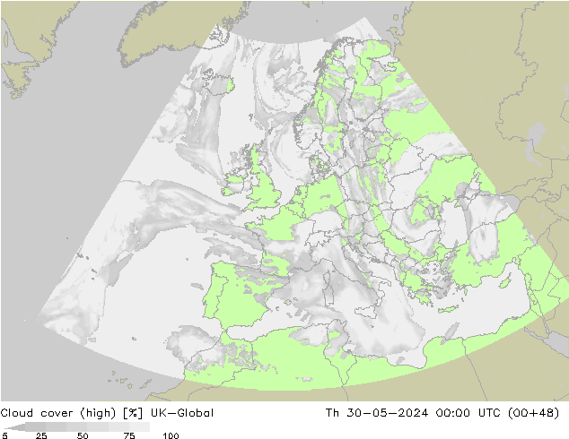 zachmurzenie (wysokie) UK-Global czw. 30.05.2024 00 UTC