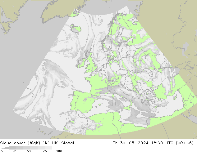 Nubes altas UK-Global jue 30.05.2024 18 UTC