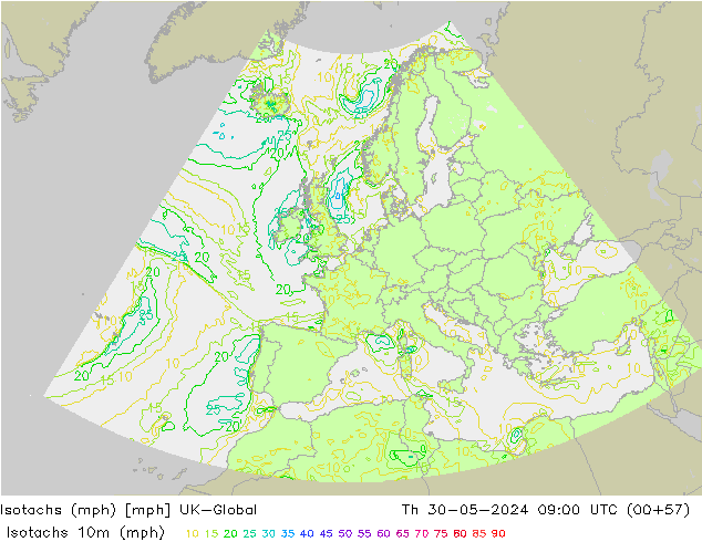 Isotachs (mph) UK-Global  30.05.2024 09 UTC