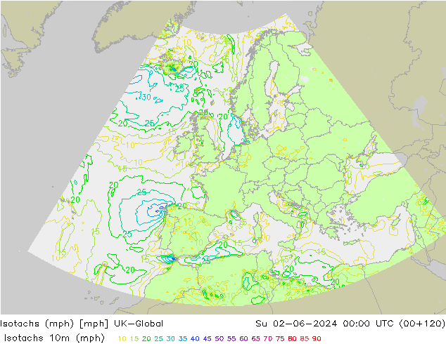 Isotachen (mph) UK-Global zo 02.06.2024 00 UTC