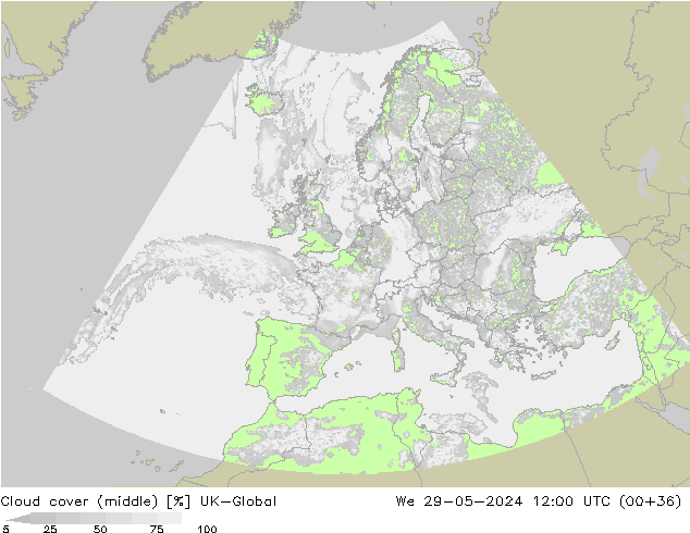 Nuages (moyen) UK-Global mer 29.05.2024 12 UTC