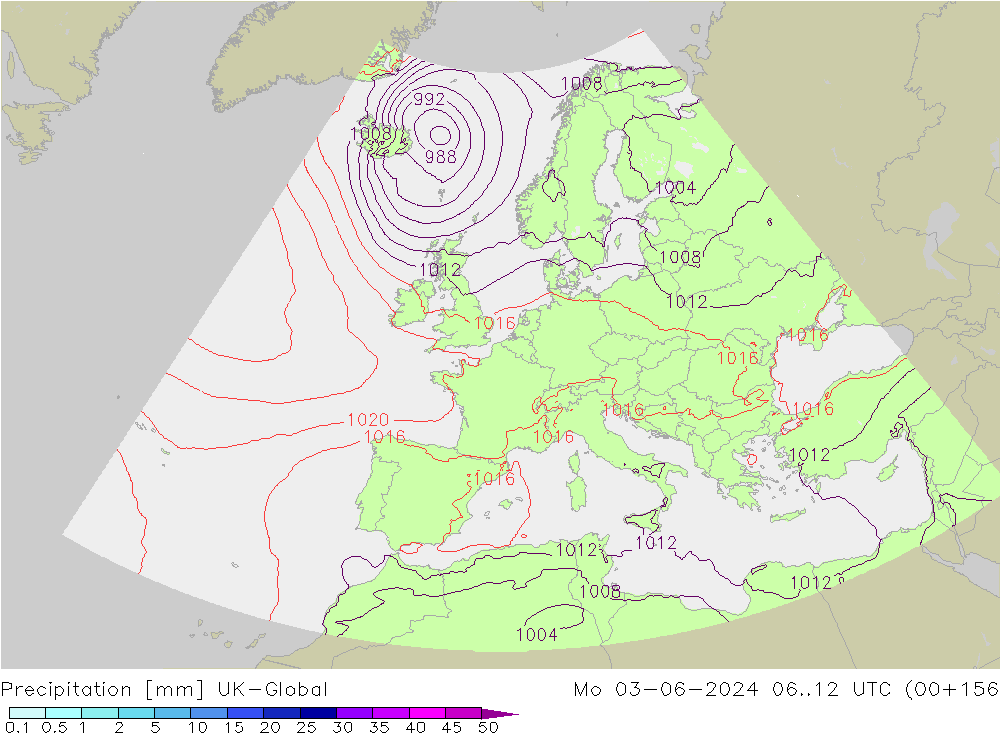 Precipitación UK-Global lun 03.06.2024 12 UTC