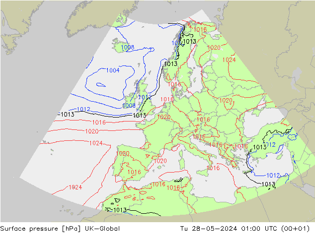 приземное давление UK-Global вт 28.05.2024 01 UTC