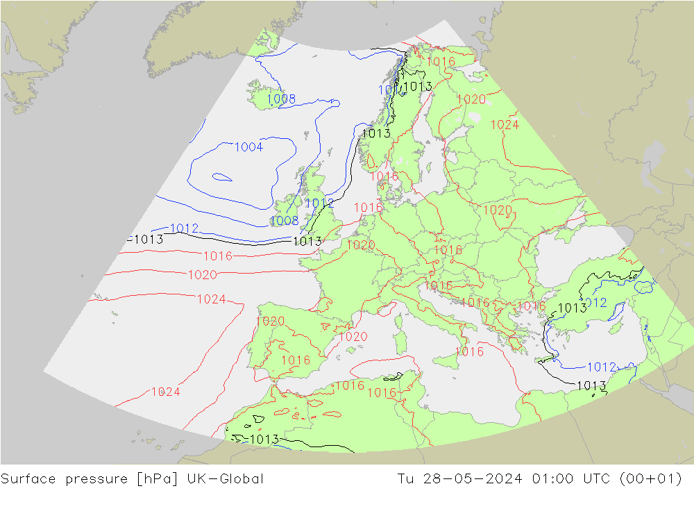 Presión superficial UK-Global mar 28.05.2024 01 UTC