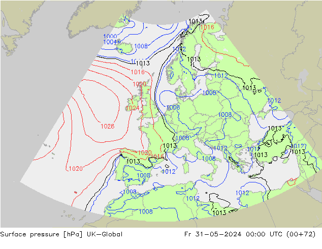 Surface pressure UK-Global Fr 31.05.2024 00 UTC