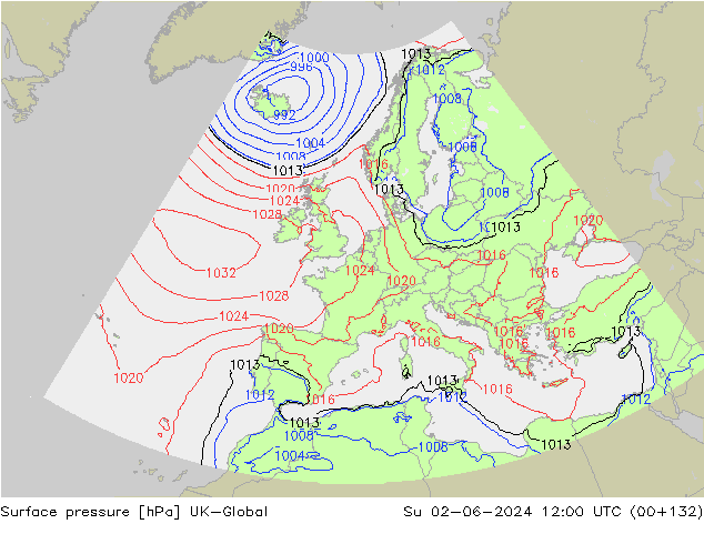 pression de l'air UK-Global dim 02.06.2024 12 UTC