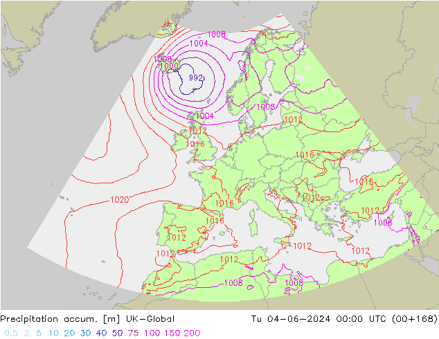 Precipitation accum. UK-Global Ter 04.06.2024 00 UTC