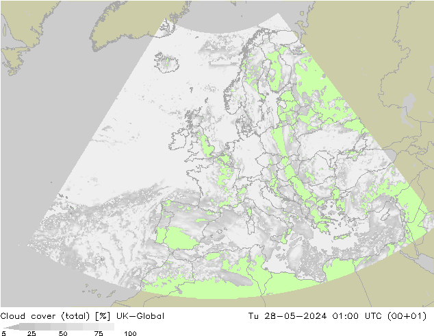 Nubes (total) UK-Global mar 28.05.2024 01 UTC