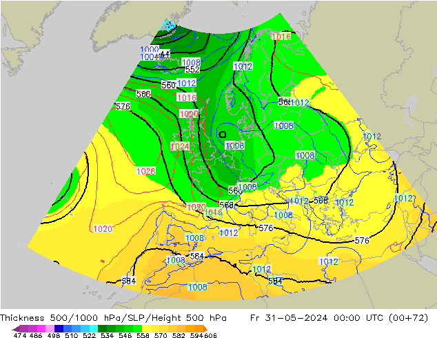 Thck 500-1000hPa UK-Global ven 31.05.2024 00 UTC