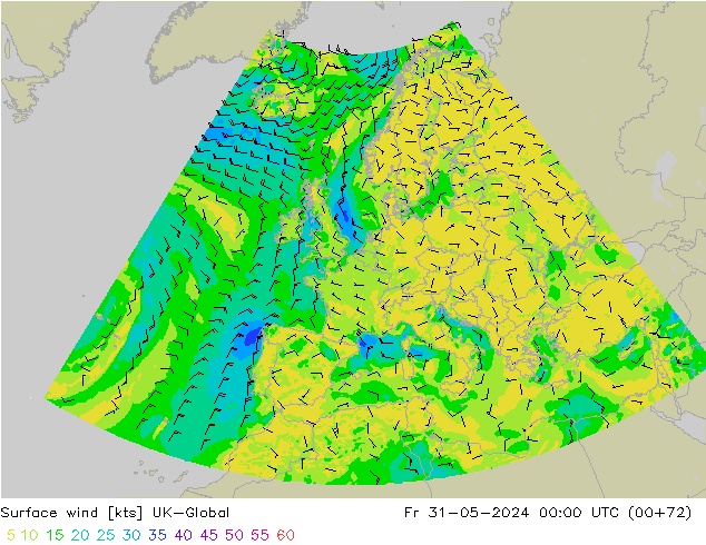 Surface wind UK-Global Fr 31.05.2024 00 UTC