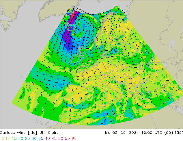 Rüzgar 10 m UK-Global Pzt 03.06.2024 12 UTC