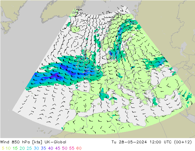 Vent 850 hPa UK-Global mar 28.05.2024 12 UTC