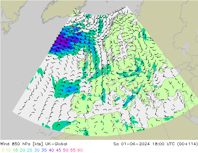 Rüzgar 850 hPa UK-Global Cts 01.06.2024 18 UTC