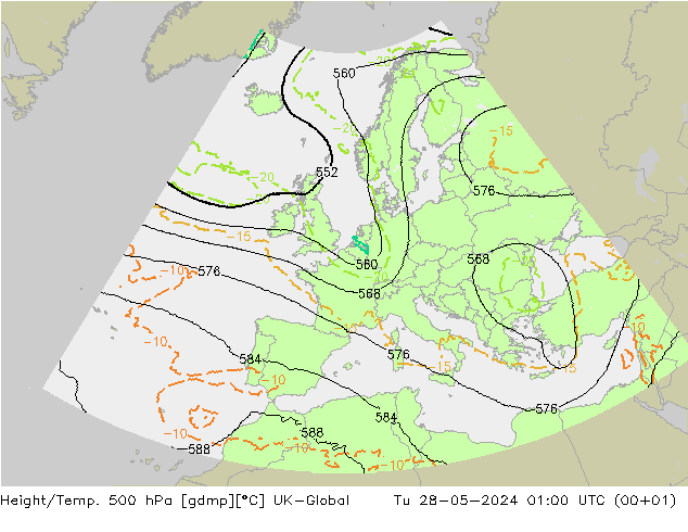 Height/Temp. 500 hPa UK-Global Tu 28.05.2024 01 UTC