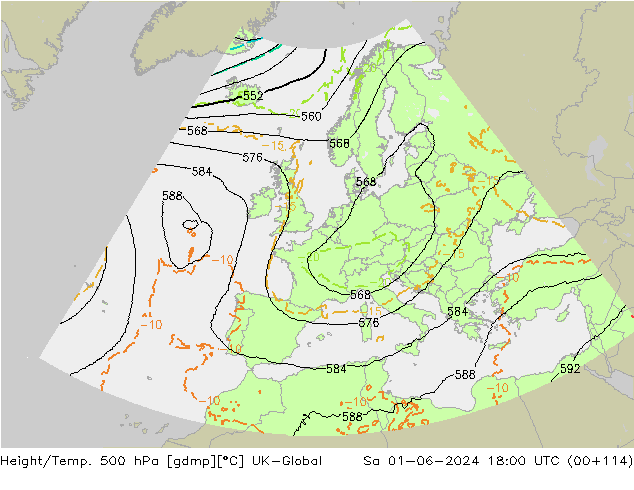 Height/Temp. 500 hPa UK-Global Sa 01.06.2024 18 UTC