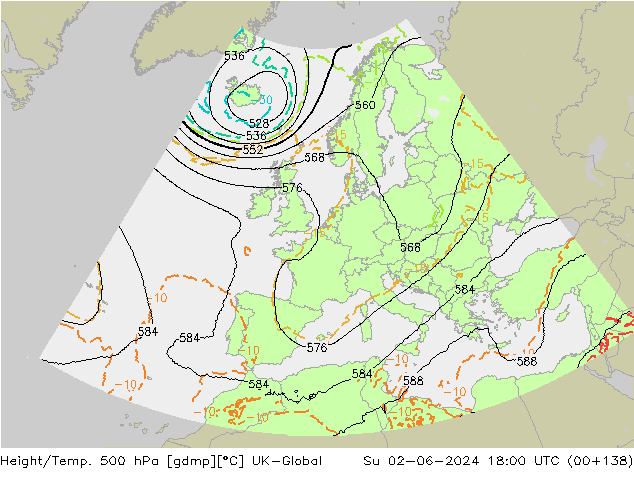 Geop./Temp. 500 hPa UK-Global dom 02.06.2024 18 UTC