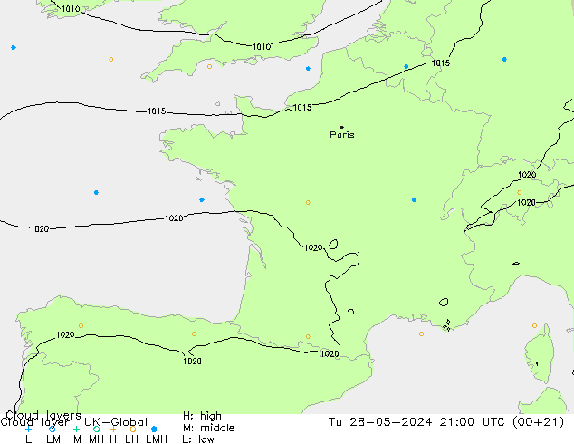 Wolkenschichten UK-Global Di 28.05.2024 21 UTC