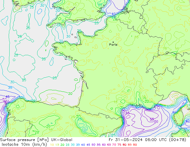 Isotaca (kph) UK-Global vie 31.05.2024 06 UTC
