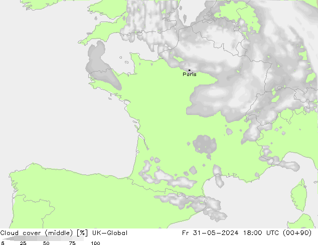 oblačnosti uprostřed UK-Global Pá 31.05.2024 18 UTC