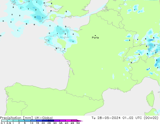 Precipitación UK-Global mar 28.05.2024 02 UTC