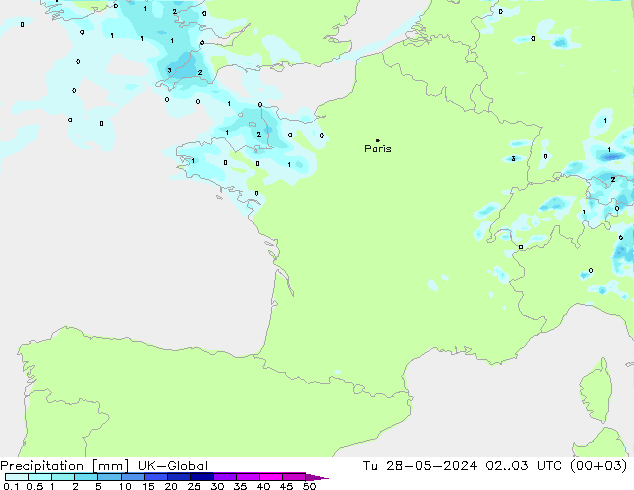 Precipitation UK-Global Tu 28.05.2024 03 UTC