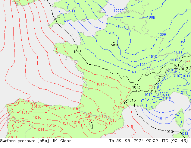pressão do solo UK-Global Qui 30.05.2024 00 UTC