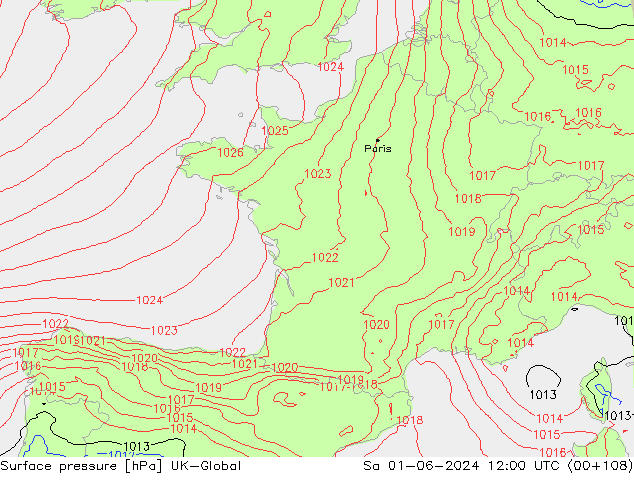 pressão do solo UK-Global Sáb 01.06.2024 12 UTC