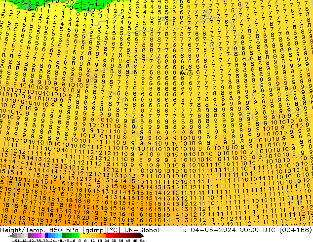 Height/Temp. 850 hPa UK-Global  04.06.2024 00 UTC