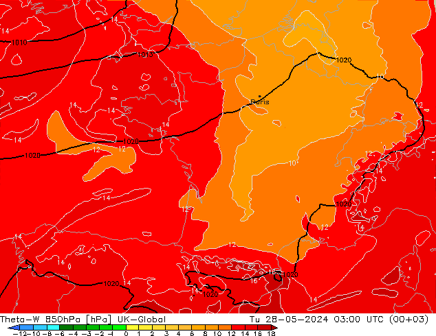Theta-W 850hPa UK-Global Tu 28.05.2024 03 UTC
