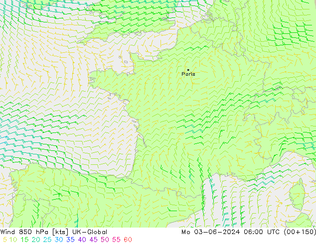 ветер 850 гПа UK-Global пн 03.06.2024 06 UTC