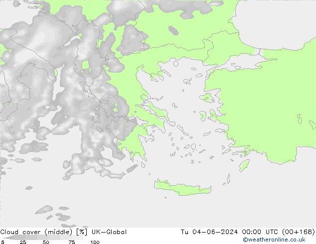 Cloud cover (middle) UK-Global Tu 04.06.2024 00 UTC