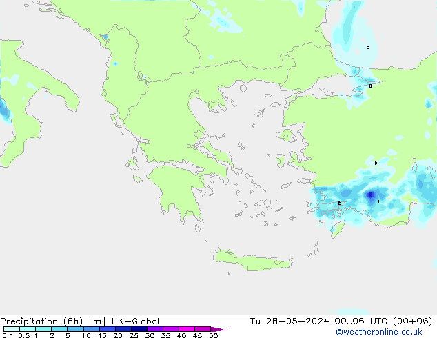 Precipitación (6h) UK-Global mar 28.05.2024 06 UTC