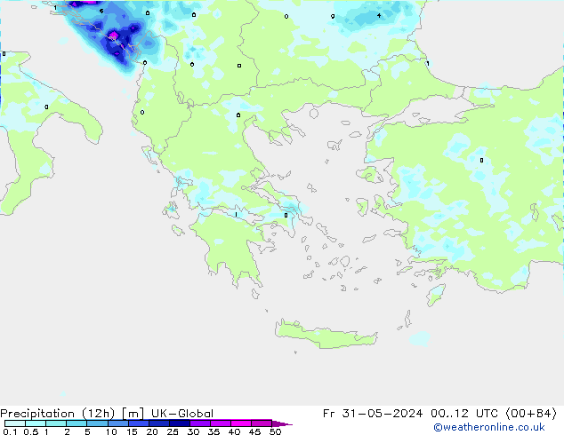 Precipitação (12h) UK-Global Sex 31.05.2024 12 UTC