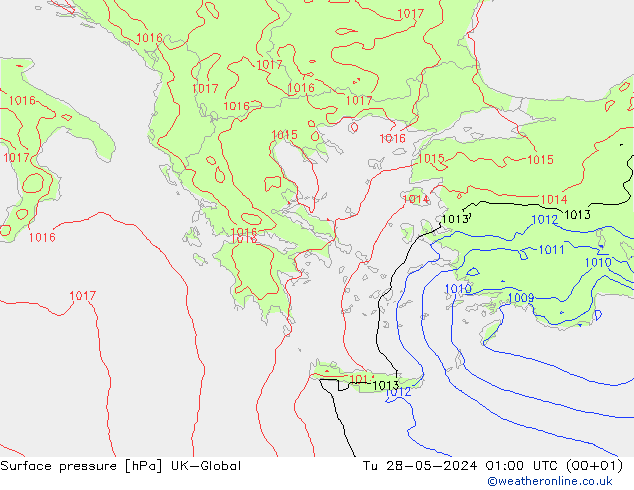 Presión superficial UK-Global mar 28.05.2024 01 UTC