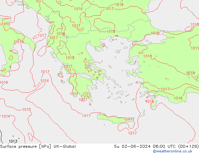 Luchtdruk (Grond) UK-Global zo 02.06.2024 06 UTC