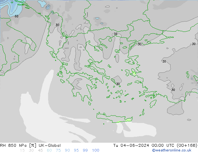 RH 850 hPa UK-Global Tu 04.06.2024 00 UTC