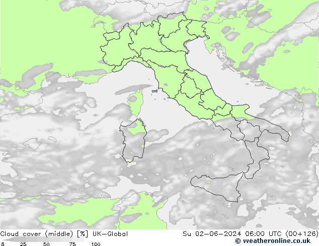 Cloud cover (middle) UK-Global Su 02.06.2024 06 UTC