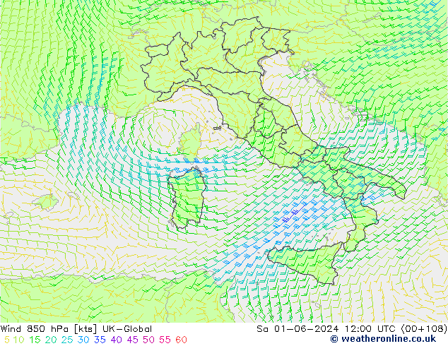 Wind 850 hPa UK-Global Sa 01.06.2024 12 UTC