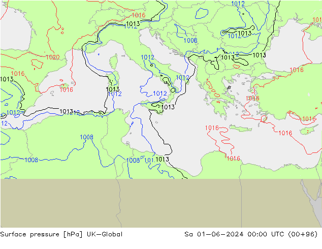 Presión superficial UK-Global sáb 01.06.2024 00 UTC