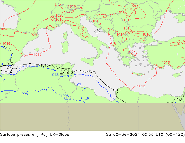 Yer basıncı UK-Global Paz 02.06.2024 00 UTC