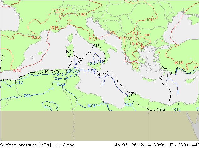 Surface pressure UK-Global Mo 03.06.2024 00 UTC