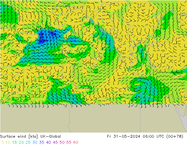 Vento 10 m UK-Global Sex 31.05.2024 06 UTC