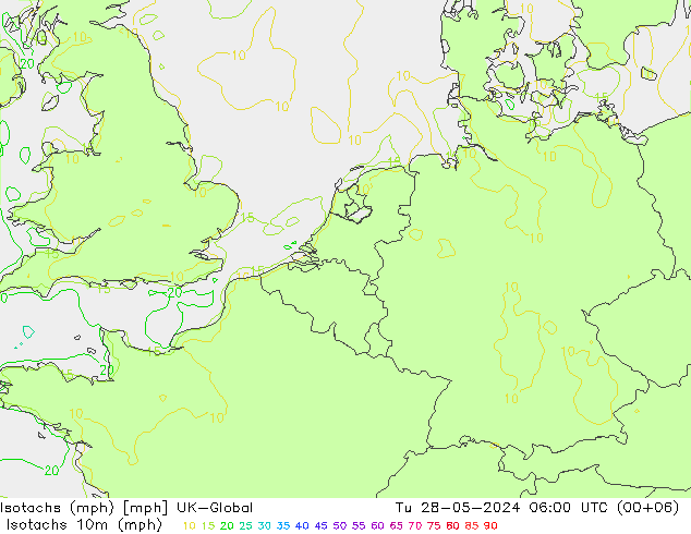 Eşrüzgar Hızları mph UK-Global Sa 28.05.2024 06 UTC