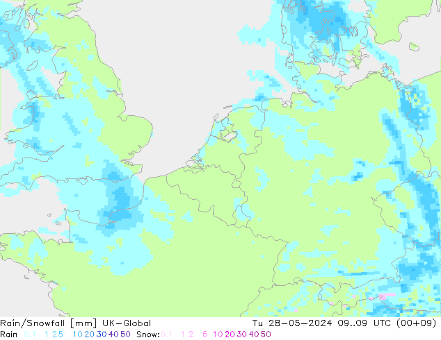 Rain/Snowfall UK-Global Ter 28.05.2024 09 UTC