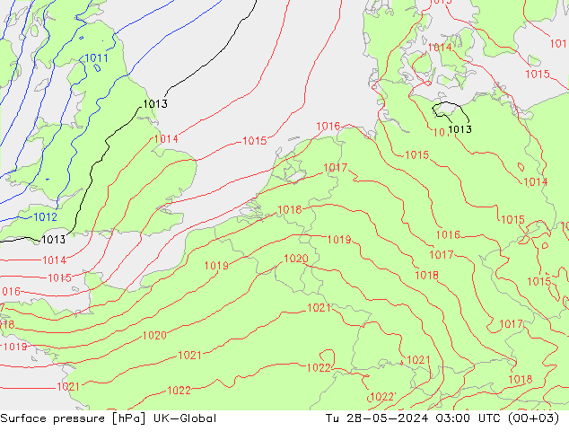 pression de l'air UK-Global mar 28.05.2024 03 UTC