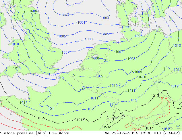 pression de l'air UK-Global mer 29.05.2024 18 UTC