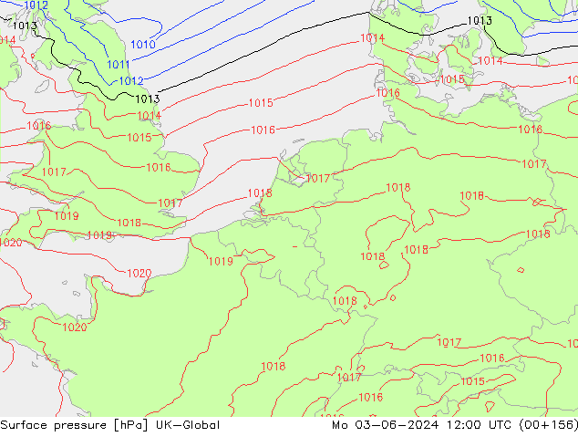 Surface pressure UK-Global Mo 03.06.2024 12 UTC