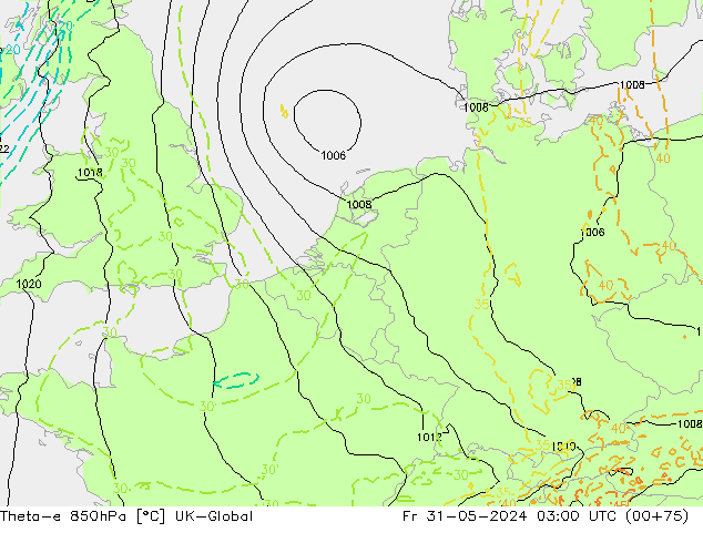 Theta-e 850hPa UK-Global pt. 31.05.2024 03 UTC