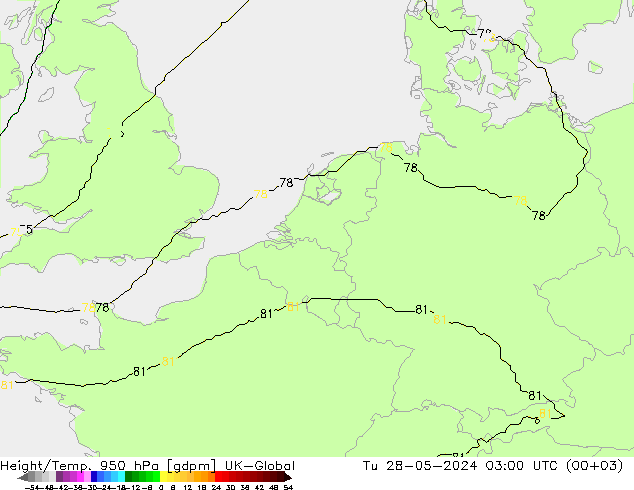 Height/Temp. 950 hPa UK-Global wto. 28.05.2024 03 UTC